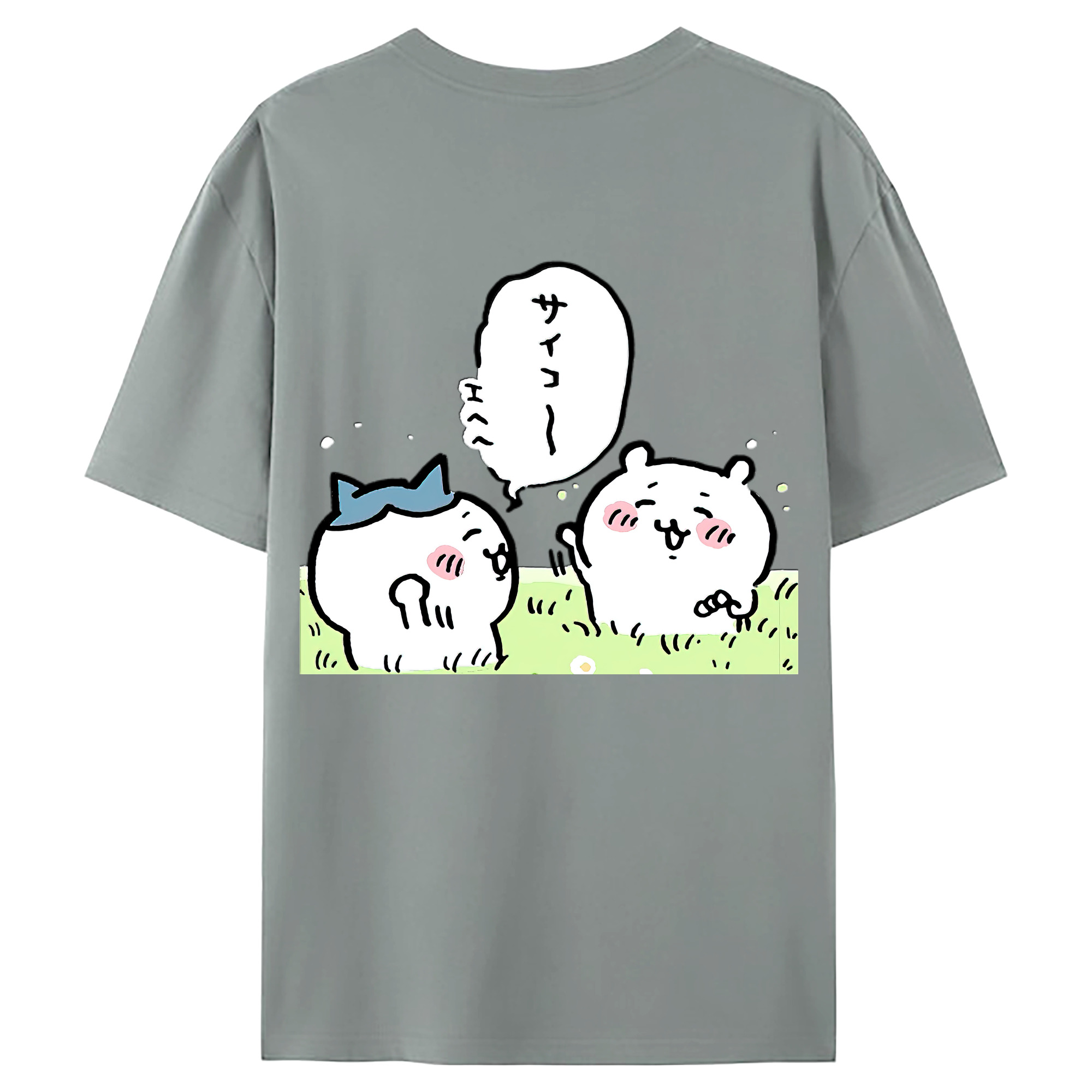 （画像用） ちいかわ ちいかわ Chii-kawa chiikawa 綿100％ メンズ半袖Tシャツ（バックプリント） 通気性